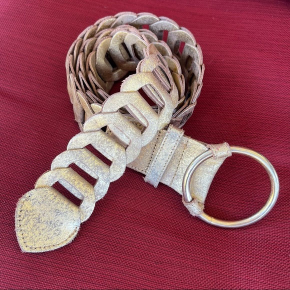 Hollister Accessories - Hollister Brushed Gold Leather Link Belt 44.5”